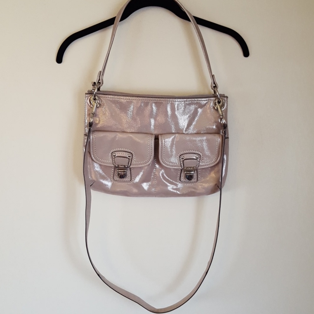 Metallic coach crossbody